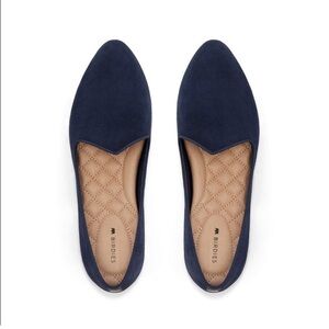 Birdies the Heron Navy Blue Suede Loafer Flats